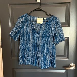 Maeve Orchid island pleated blouse